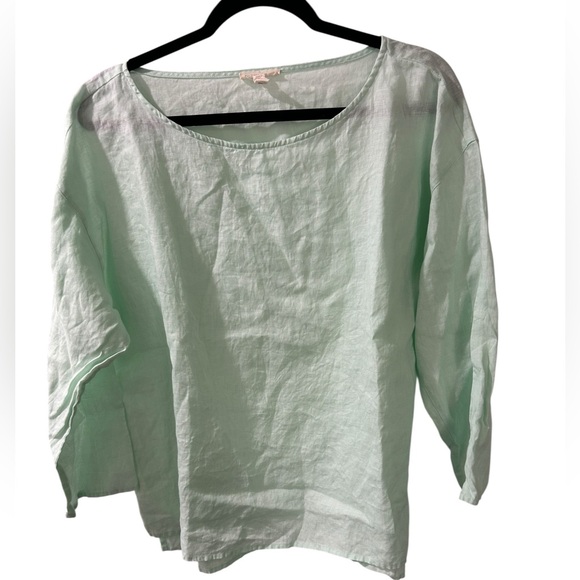 Eileen Fisher Organic Linen Mint Green Top - Picture 2 of 4